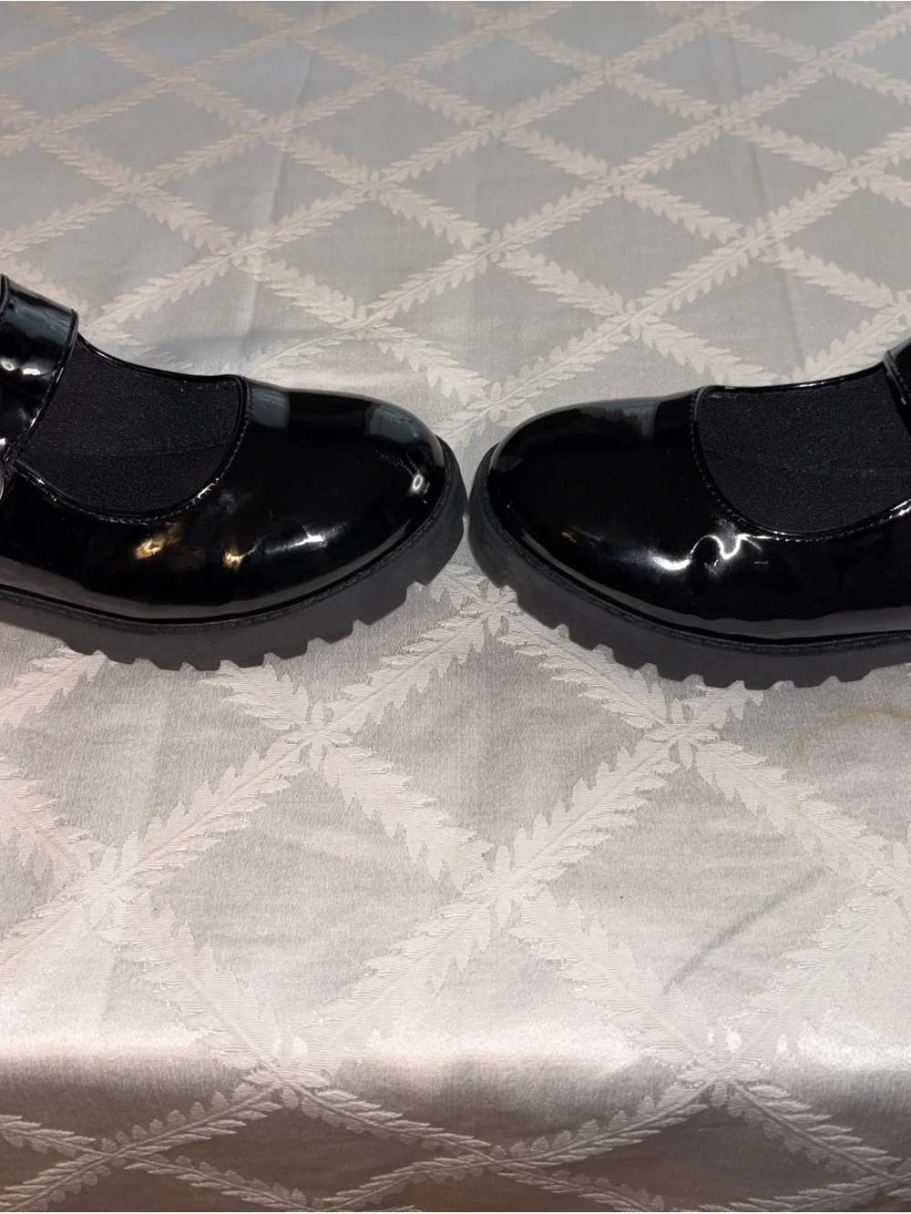 Girls' Black Patent Mary Jane Shoes with Velcro Buckle